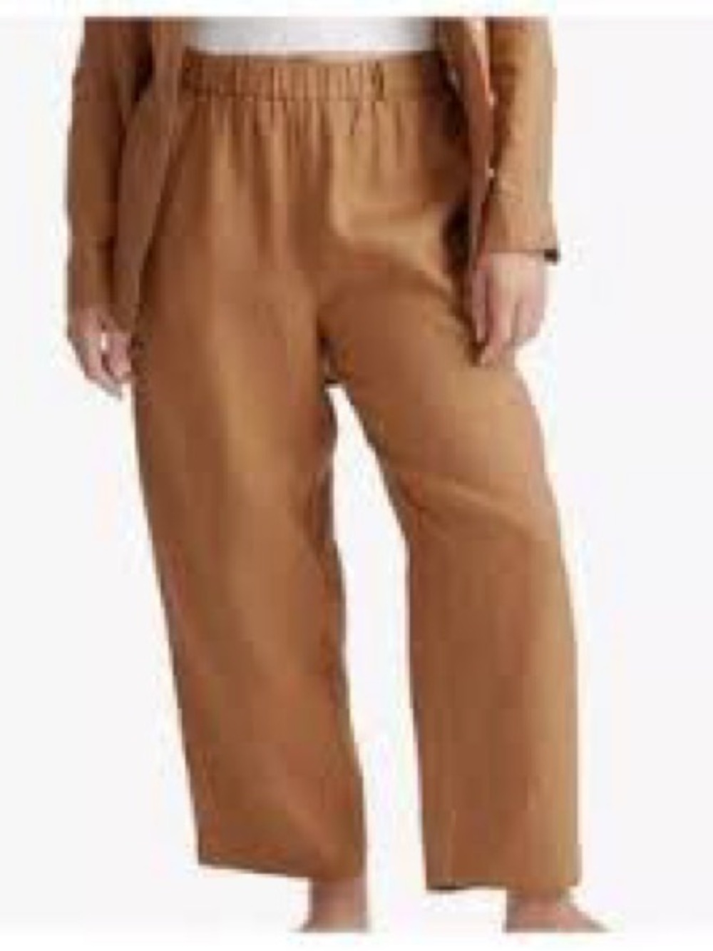 Quince 100% European Linen Crop Pants Elastic Waist Women XL